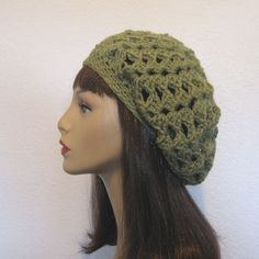 Slouch  Hat Beanie Beret Crochet Cap Olive by CreativeDesignsbyAmi, $25.00 Green Slouchy Yarn Hat, Green Adjustable Crochet Beanie, Green Yarn Hat, Green Crochet Beanie Hat, One Size, Green Yarn Beanie One Size, Green Knitted Beanie One Size, Green Yarn Beanie One Size Fits Most, Green Hand Knitted Beanie One Size, Green Crochet Beanie One Size