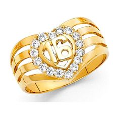 Special ladies fashion cz ring of high quality stunning popular jewelry in solid 14k Gold. Sought after gift of Womens for any occasion. 14k Yellow Gold Sweet 16 Birthday Ring Heart Band Stackable Look CZ Curve Polished Fancy Size 8. Color: Metal Type.  Gender: female.  Age Group: adult. Gold Sweet 16, Heart Band, Birthday Fashion, Ring Heart, Rings Jewelry Fashion, Right Hand Rings, Birthday Ring, Popular Jewelry, Sweet 16 Birthday