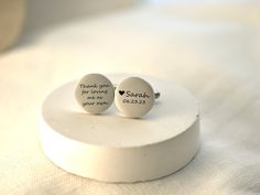 "These high quality cuff links make the perfect, meaningful gift to give your step dad for your wedding. They make a great keepsake to remember your wedding day. The cufflinks come ready to gift in a small box. Each cuff link is crafted from high quality stainless steel. The round cuff links measure 18mm across. The rectangle cuff links measure 18 by 13 mm.The cuff links are carefully engraved by our team here in Southern Indiana. The cuff links feature a polished/shiny finish. They are engraved Father Of Groom Gift, Wedding Cuff Links, Engraved Cufflinks, Groom Cufflinks, Engraved Cuff, Wedding Cuff, Southern Indiana, Custom Cufflinks, Step Father