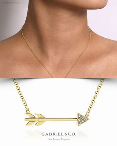 This charming fashion necklace boasts a dainty 14k yellow gold arrow with a subtle pavé diamond-accented tip. Make a graphic statement with this fresh and fun 0.02ct diamond necklace.  NK5448Y45JJ #FineJewelry#FashionJewelry#UniqueJewelry#GiftIdeas#UniqueGifts #DiamondJewelry #Jewelry  #Necklaces#DiamondNecklace #GoldNecklace#YellowGoldFashionNecklace Formal 14k Gold Diamond Necklace, Gold Sterling Silver Diamond Necklace For Formal, Gold Sterling Silver Diamond Necklace For Formal Occasions, Formal 14k Stamped Pendant Necklace, Gold Plated Necklaces With Diamond Accents For Formal Occasions, Formal Gold Plated Necklaces With Diamond Accents, Elegant 14k Stamped Pendant Necklace, Elegant 14k Stamped Diamond Pendant Necklace, Elegant 14k Stamped Diamond Necklace For Formal Occasions