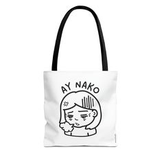 "Ay Nako Cotton Canvas Tote Bag is perfect for shopping for groceries or running on errands! Nothing like having a disappointed Filipino mom judging you everywhere you go on this funny canvas tote bag, reminding you that you probably don't need that item that you want to buy because you \"have it at home already\"! Ay Nako in Tagalog is on par with \"oh my goodness\" or a general sigh of disdain. This practical, high-quality tote bag is available in three sizes. All-over print provides comfort with style at the beach or out in town. Made from reliable materials, lasting for seasons. .: Made with 100% polyester, a medium-weight fabric (6.49 oz/yd² (200 g/m that is highly durable and perfect for everyday use.  .: All tote bags come with a non-woven laminate inside and are available in 3 size Casual Tote Shoulder Bag As Gift, Casual Tote Shoulder Bag For Gift, Rectangular Casual Bags For Gift, Casual Rectangular Bag For Gifts, Casual Square Bags As Gifts, Tote Shoulder Bag For Gifts, Handmade White Bags For Gifts, Casual White Bags For Gifts, Eco-friendly Tote Shoulder Bag As A Gift