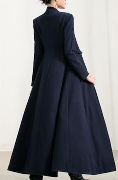 Navy coatlong full length wool jacketWool long coatfitted | Etsy Luxury Elegant Long Wool Coat, Floor Length Coat, Luxury Long Sleeve Wool Coat For Semi-formal Occasions, Luxury Semi-formal Long Wool Coat, Luxury Navy Long Wool Coat, Luxury Elegant A-line Wool Coat, Long Suit Jacket, Dress Coat Outfit, Womens Fall Coats