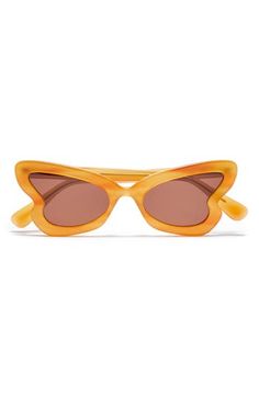 Beautiful butterfly-shaped frames highlight these glam sunglasses fitted with lenses that offer full-coverage UV protection. 100% UV protection Acetate/metal Imported Lunette Aesthetic, Artistic Garden, Glam Sunglasses, Butterfly Glasses, Color Palets, 70s Sunglasses, Funky Sunglasses, Sunglasses Aesthetic, Orange Sunglasses