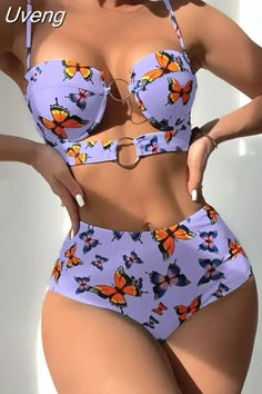 Purple Printed Swimwear For Vacation, Printed Purple Swimwear For Vacation, Purple Printed Swimwear For Pool, Purple Summer Tankini, Multicolor High Waist Swimwear For Summer, High Waist Multicolor Swimwear For Summer, Multicolor High Waist Tankini For Summer, Purple Tankini For Summer, Purple Summer Tankini For Pool