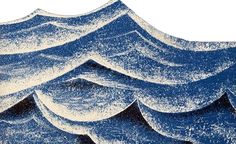 an artistic drawing of waves in blue and white