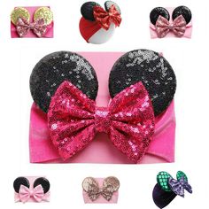 PRICES MAY VARY. Thick & eract ears and bow with sequins are firmly attached to the stretchy Head wrap / Head band by glue; Comfortable to wear and doesn't demand an exclusive hair style to hold it BABY GIFT: This adorable hair accessory is a perfect gift for birthday, baby shower, Halloween, Christmas, theme park and other occasions Headwrap material: Velvet & Sequin Perfect Accessory to Disney themed Birthday Parties,Festival,Disney Parks ,Photography and Halloween dress ups Head wrap is suita Baby Shower Halloween, Minnie Mouse Headband, Bow Template, Diy Bows, Baby Minnie Mouse, Mouse Ears Headband, Toddler Headbands, Kids Party Supplies, Ears Headband