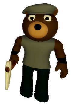 an animated bear with a baseball cap holding a bat