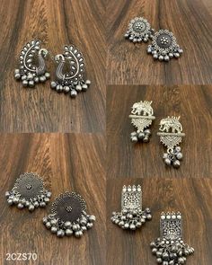 Nothing can beat the basic stud earrings when it comes to smartness quotient. Our combo of 5 Silver Oxidized Studs Earrings, Minimal and to the point, impart an effortless take to accessorizing. These earrings are just what you need to complete a casual denim look or breezy dresses on hot summer days. Luxury Silver Earrings For Diwali, Dark Silver Jewelry, Silver Oxidised Earrings, Studs Indian, Earrings Combo, Earrings Oxidised, Oxidized Jewellery, Aesthetic Jewellery, Desi Fits