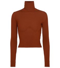 Gabriela Hearst's Russel turtleneck sweater subtly draws attention to the bust, despite its full coverage, with engineered ribbing. Its slim fit benefits from its stretchy wool-blend fabrication, and its rich red hue is sure to elevate neutral separates. Fitted Fine Knit High Neck Turtleneck, Fitted Fine Knit Turtleneck, Fitted Fine Knit Turtleneck Sweater, Modern Turtleneck For Fall, Snug Fit High Neck Turtleneck For Fall, Brown Ribbed High Neck Sweater, Elegant Fitted Turtleneck With Ribbed Cuffs, Fitted High Neck Fine Knit Sweater, Fitted Sweater With Funnel Neck And Ribbed Cuffs