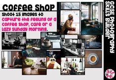 a collage of coffee photos with the words coffee shop