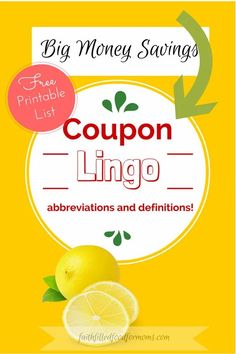 coupon lingo lemons and oranges with the words, big money savings