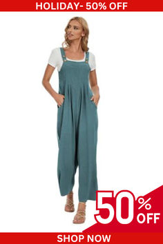 Stay cool and chic in our airy Plus Size Wide Leg Overalls Jumpsuit. Ideal for summer, this jumpsuit combines practicality with fashion. Perfect for pregnant women or anyone who loves a relaxed fit. Pair it with your favorite tops and sneakers. Shop now and save 50%! Casual Solid Overalls For Summer, Casual Solid Summer Overalls, Casual Solid Color Summer Overalls, Casual Solid Jumpsuits And Rompers With Adjustable Straps, Summer Solid Jumpsuits And Rompers With Adjustable Straps, Casual Jumpsuits And Rompers With Adjustable Straps, Spring Casual Jumpsuits And Rompers With Adjustable Straps, Casual Jumpsuits And Rompers With Adjustable Straps For Spring, Casual Spring Jumpsuits And Rompers With Adjustable Straps