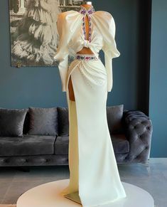 Chic Two-piece Wedding Dress, Elegant Two-piece Evening Dress, Fitted Two-piece Formal Dresses, Chic Two-piece Party Dresses, Chic Two-piece Dresses For Parties, White Evening Dress For Gala, Elegant Two-piece Skirt, Elegant Two-piece Formal Dress, Elegant Formal Two-piece Dress