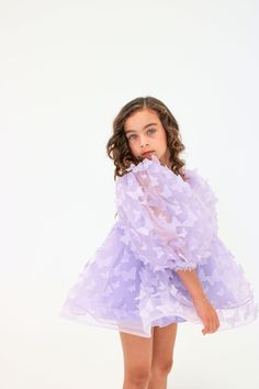 Get ready to make your little ones feel like royalty with our breathtaking 3D Lavender Butterfly Baby Doll Dress! This dress is the perfect blend of classic design and contemporary touch, featuring stunning puff organza sleeves and a square neckline. The dress boasts a layer of butterfly organza with a lined silk skirt that flares out, creating a magical and dreamy silhouette that your little ones will adore. Don't miss out on this stunning piece that is sure to make heads turn! Made from delica Lavender Butterfly, Organza Sleeves, Baby Doll Dress, Butterfly Baby, Butterfly Dress, Silk Skirt, Babydoll Dress, Square Neckline, Baby Doll