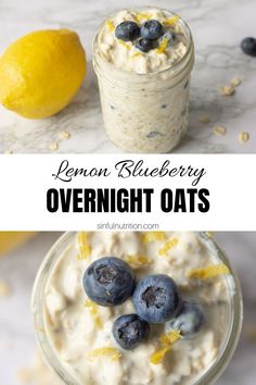 lemon and blueberry overnight oats in a mason jar