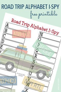 the road trip alphabet i - spy printable worksheet for kids and adults