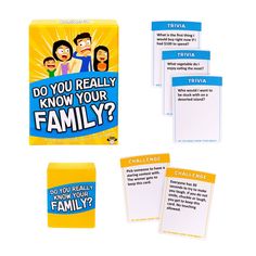 the family game is shown with four cards