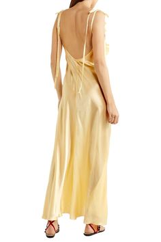 The Attico Marisa Ruffled Silksatin Maxi Dress in Yellow Lyst