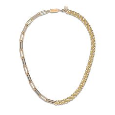 Design: Embracing the essence of inclusiveness and uniqueness, Pascal Fusion Series exudes finess. This necklace combines a link chain with a curb chain, available in yellow gold vermeil and white gold vermeil. | Gold Color: 18K Gold Vermeil (Not to be confused with regular gold plating, our vermeil is a thick layer of 18k solid gold on sterling silver meaning it will last longer. You get the look & feel of gold jewelry at a fraction of the price) Silver Color: Sterling Silver (925 Sterling Silv White Gold Plated Adjustable Chain Necklace, Modern Gold Plated Box Chain Necklace, Modern Gold Curb Chain Necklace, Yellow Gold Cuban Link Chain Necklace, White Gold Figaro Chain Necklace With Rectangular Links, Fine Jewelry Yellow Gold Chain Necklace, White Gold Necklace With Link Chain, Fine Jewelry Figaro Chain Link Necklace, Yellow Gold Necklaces With Oval Link Box Chain