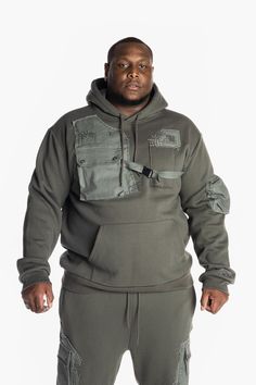 Big and Tall Utility Fashion Fleece Hoody - Dark Olive - Smoke Rise Utility Fashion, Patches For Jeans, Mens Knitted Scarf, Repair Jeans, Jeans Sale, Knit Baby Booties, Repair Clothes, Plus Size Denim, Tall Hoodies