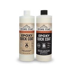 two bottles of epoxy quick coat are shown side by side on a white background