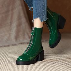 Clemen Women's Patent Leather Ankle Boots | Ultrasellershoes.com – Ultra Seller Shoes Paint Leather Bag, Aesthetic Boots Outfit, Leather Jacket Drawing, Drawing Boots, Wallpaper Leather, Leather Wallpaper, Leather Aesthetic, Leather Dress Outfit, Painted Leather Bag