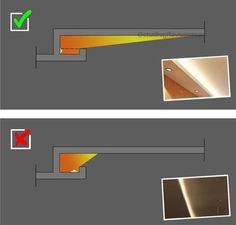 two pictures showing different angles of the ceiling and light coming in from one room to another