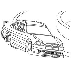 a cartoon car is shown in black and white