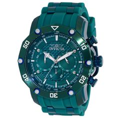 This impressive Invicta Pro Diver watch features a precise Quartz movement as well as a green case. Its green, metal, glass fiber dial is enclosed by a highly protective Flame Fusion Crystal. This watch is finished by a strong green, silicone, stainless steel band, and it offers 100 m water resistance. Plunge into any horizon using the steadfast guidance of the Invicta Pro Diver. Stylishly classic, internal workings are forged with variations of bold movements. Built with confident prowess, the Invicta Pro Diver, Diver Watch, Green Cases, Best Watches For Men, Green Metal, Invicta Watches, Buy Watches, Men's Watches, Stainless Steel Band