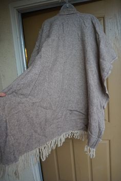 "Vintage wool cape. | measurements | :: fits a modern small - large :: 44\" wide 40\" length" Beige Wool Cape For Fall, Wool Cape One Size For Winter, Wool Cape Shawl For Fall, One-size Wool Winter Cape, One Size Wool Winter Cape, Cozy Wool Poncho Cape, Wool Cape For Fall, Wool Winter Cape, Fall Wool Cape Shawl