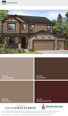 the exterior color scheme for this home is brown and tan