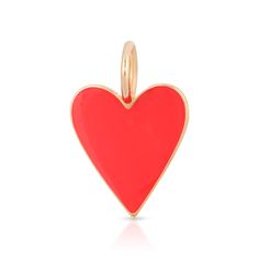 Medium Enamel Helena Pendant is brass plated 10K GoldPendant has a protective coating to prevent from wear and tarnishing.Heart charm is filled with a brilliant enamel color.Heart shaped pendant measures:.85" long.75" wide1.5mm thick Handmade in the USA Glossy Enamel Jewelry Gift, Red Enamel Jewelry With Charms, Red Heart-shaped Enamel Jewelry, Valentine's Day Nickel-free Enamel Jewelry, Valentine's Day Enamel Jewelry Nickel-free, Heart Shaped Pendant, Color Heart, Gold Vermeil Jewelry, Chain Top