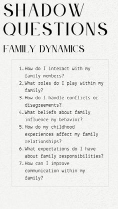 Communication Shadow Work, Family Therapy Activities Communication Conflict Resolution, Writing Family Dynamics, Communicating Boundaries, Family Prompts, Shadow Questions, Shadow Work Questions, Work Questions, Shadow Work Spiritual