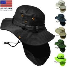 Great Shopping Unisex Bucket Boonie Hat Neck Cover Flap Sun Wide Brim Fishing Solid Outdoor Cap, Women's Accessories Black Breathable Bucket Hat For Outdoor Activities, Adjustable Black Bucket Hat For Hiking, Wide Brim Bucket Hat For Summer Outdoor Work, Adjustable Durable Bucket Hat For Camping, Durable Bucket Hat For Outdoor Activities, Durable Adjustable Bucket Hat For Camping, Brimmed Hats For Outdoor Work In Summer, Adjustable Summer Bucket Hat For Outdoor Work, Adjustable Summer Bucket Hat For Outdoor