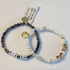 Little Words Project Bracelet - She/Her & He/Him - Black & White Beaded Stretch Celebrate Identity With This Stunning Little Words Project Bracelet Featuring "She/Her" And "He/Him" Pronouns In Black And White Beads, Accented With Gold Marble Neutral Tones. This Stretch Beaded Bracelet Is Perfect For Casual, Everyday Wear, Offering Both Style And A Message Of Inclusivity. Wear Your Pronouns Loud And Proud! New With Tags. Sold As Is. Questions? Please Leave A Comment Below! Each Sold Separately. K He Him Pronouns, Little Words Project, Gender Pronouns, Casual Bracelets, She & Him, Gold Marble, Beaded Stretch Bracelet, White Beads, Casual Everyday