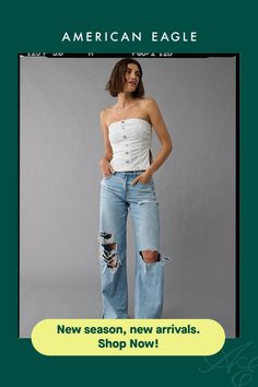 White denim with extra stretch for comfort and retention/Full button-up front Cheap Strapless Denim Tube Top, Trendy Strapless Denim Tube Top, Trendy Denim Tube Top In Medium Wash, Trendy Fitted Denim Tube Top, Medium Wash Denim Tube Top, Denim Tube Top, White Jeans Men, Athletic Fit Jeans, Dream Jeans