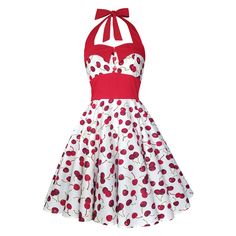 "White and Red Cherry Dress Vintage Rockabilly Dress Pin Up Dress 50s Retro Dress Swing Dress Valentines Dress Bridesmaid Dress Party Dress The sensational \"ASHLEY\" dress by vintage repro designers \"Lady Mayra\" Just unmissable for this season, this superb quality rockabilly style swing dress is crafted from premium cotton featuring a kitsch polka dot print. With its understated glamour and figure flattering it, it's the perfect dress to turn heads at parties, weddings and proms. This gorgeou 50s Housewife, Mode Rockabilly, Valentines Dress, Retro Clothes, Cherry Print Dress, Pinup Dress, Ashley White, 50s Retro, Understated Glamour