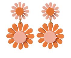 60s Blush Pink and Orange Flower Power Mod Earrings Groovy Girl 70s Earrings, Flower Power Hippie, Mod Earrings, Pattie Boyd, Fancy Flowers, Hippie Earrings, Stud Style, Retro Earring, Daisy Earrings