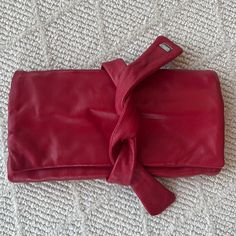 Gorgeous Oroton Quality Leather In This Roll. Three Zippered Areas Are 1/3, 2/3, And Full Depth. 7,5” X 4” Folded, 11” Unfolded. Smoke Free Home Chic Red Leather Wallets, Chic Evening Wallets In Soft Leather, Chic Red Pouch Clutch, Chic Soft Leather Evening Wallets, Red Leather Evening Wallet, Red Leather Clutch For Party, Red Formal Bag With Fold Over Clasp, Formal Red Bag With Fold Over Clasp, Red Leather Evening Bag For Party