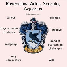 the ravenclaw aries, scorpio, aquariusus emblem