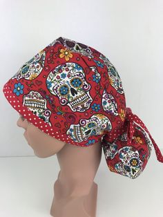 Comfortable design to accommodate longer hair in a unique, stylish way! Made out of 100% cotton. Elastic ponytail pouch to secure your hair. All edges are surged and stress points are double stitched. Trim / ribbon around the cap allows for adjustment of a depth and long enough to make a bow. Adjustable Cotton Bandana For Beach, Adjustable Red Bandana For Summer, Adjustable Red Bandana Headband, Adjustable Red Bandana, Adjustable Red Bandana For Gifts, Adjustable Red Bandana As Gift, Adjustable Multicolor Cotton Bandana, Red Ponytail, Make A Bow