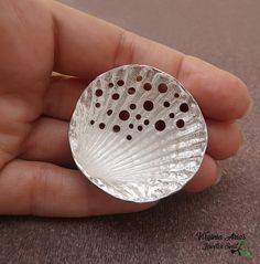 Shell Brooch  Contemporary Silver Brooch Handmade Silver Round Shell, Silver Shell Pendant For Beach, Handmade Silver Shell Pendant, Handmade Silver Pendant Shell, Silver Beach Pendant Shell, Broches Jewelry, Marine Jewelry, Shell Brooch, Brooch Design