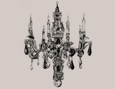 a chandelier is shown in black and white