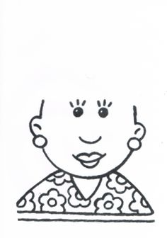 a black and white drawing of a child's face with flowers on her head