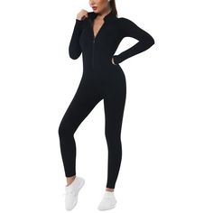 Stay Stylish and Comfortable with the Long Sleeve One Piece Half Zip Up Jumpsuit

Elevate your activewear collection with the Long Sleeve One Piece Half Zip Up Jumpsuit from SharksFit. This versatile jumpsuit combines style, comfort, and functionality, making it the perfect choice for workouts, lounging, or casual outings.

Key Features:

 	Chic One-Piece Design: The sleek one-piece silhouette provides a streamlined look that flatters every body type. The stylish half zip adds a modern touch whi Sports Long Sleeve Jumpsuit, Fitted Half-zip Activewear With Thumbholes, Long Sleeve Zip Up Bodysuit, Moisture-wicking Sports Jumpsuits And Rompers, Zip Up Jumpsuit, Sporty High Stretch Elastane Jumpsuit/romper, Indoor Workout, Short Leggings, Sporty Look