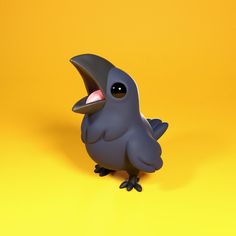 Crow Cartoon, Cute Crow, Cartoon Bird, Art Toys Design, Toy Sculpture, Toy Art, Vinyl Toys, 3d Modelling, Character Design Animation