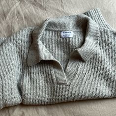 Nwot Old Navy Sweater In Ice Blue/Grey Color. Chunky Knit, Oversized, And Super Soft & Cozy. Chic Collared Detail To Dress Up Or Down. Great To Layer Or Tuck In To Bottoms. Gray Knitted Sweater For Loungewear, Gray Sweater With Ribbed Collar For Loungewear, Gray Knit Tops With Ribbed Collar, Cozy Gray Tops With Ribbed Collar, Cozy Gray Top With Ribbed Collar, Gray Chunky Knit Casual Top, Casual Gray Chunky Knit Top, Cozy Gray Sweater With Ribbed Collar, Cozy Gray Knit Top