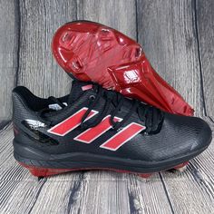 New Without Box Adidas Adizero Afterburner 8 Core Black/Team Power Red Metal Baseball Cleats. Mens Sizes Style H0976 Original Box Not Included. Shoes Are In New And Unworn Condition. 100% Authentic. Dynamic Red Fade-resistant Running Shoes, Red Running Shoes With Shock Absorption For Streetwear, Black Lace-up Running Shoes For Sports Events, Black Running Shoes With Red Sole For Light Sports, Black Low-top Running Shoes For Sports Events, Red Adidas Training Sneakers, Red Adidas Sneakers For Training, Red Running Shoes With Shock Absorption And Round Toe, Red Training Sneakers With Shock Absorption