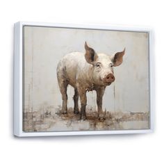 a painting of a pig on a white wall