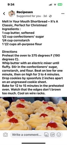 the recipe for cupcakes is displayed on an iphone